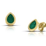Sterling silver Drop Earrings with Green enamel - Image 3
