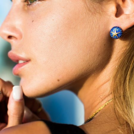 Sterling silver “Sea Urchin” earrings  gold plated, with enamel