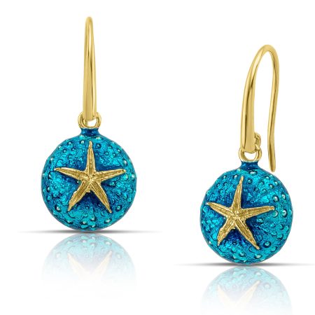 Sterling silver earrings “Sea Urchin” gold plated, with enamel