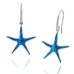 Sterling silver starfish earrings with enamel - Image 2