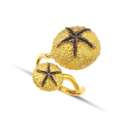 statement sterling silver sea urhin ring gold
