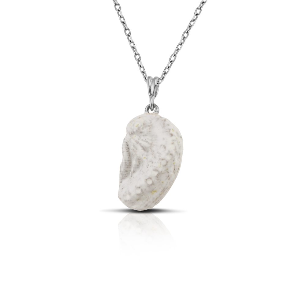aphrodite's ear sterling silver sea shell necklace with white enamel