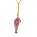 Sterling silver gold plated big shell with pink enamel