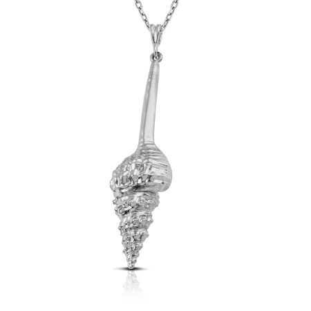 statement sterling silver necklace sea shell, long chain