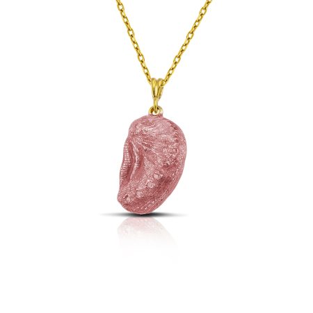 Sterling silver Aphrodite's ear necklace, gold plated with pink enamel