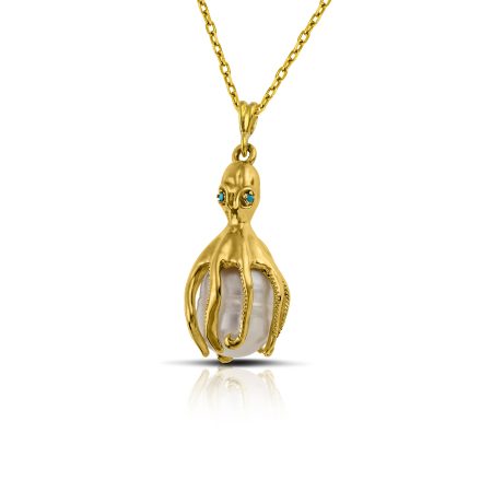 gold plated statement octopus necklace